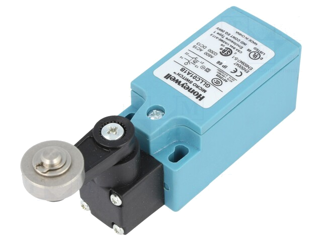Eindschakelaar; hefboom R 25mm, metalen rol Ø17mm; NO + NC; 10A Eindschakelaar; hefboom R 25mm, metalen rol Ø17mm; NO + NC; 10A